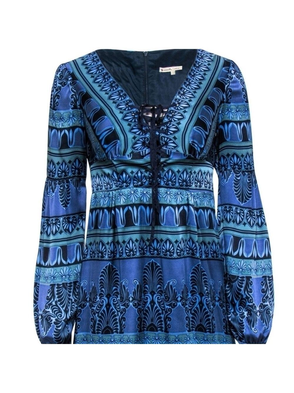 Nanette Lepore Bohemian Lace Up Silk Dress.